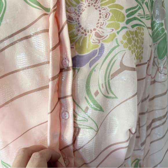 Sabina Musayev NWT Abbey Long Sleeve Floral Shimmer Mini Dress Blush Print XS - Picture 5 of 9